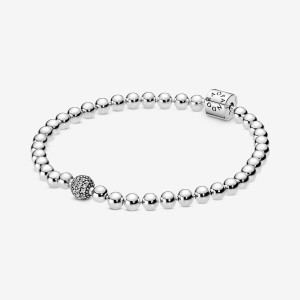 Pandora Beads & Pavé Kette Silber | CFPLXTO-49