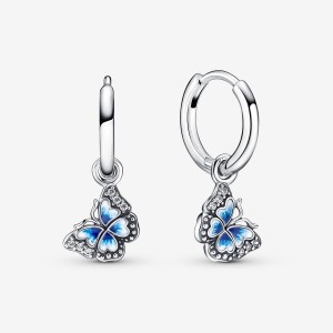 Pandora Blue Butterfly Creolen Silber | BPFEULD-64