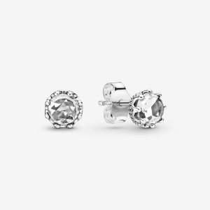 Pandora Clear Sparkling Crowns Ohrstecker Silber | PHJZUBG-75