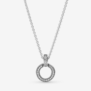 Pandora Double Circle Kette mit Anhänger Silber | OHIEUCW-61