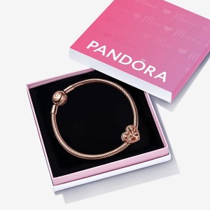 Pandora Family Tree Heart Gift Set Charm Rosa Gold | WJBOPMR-50