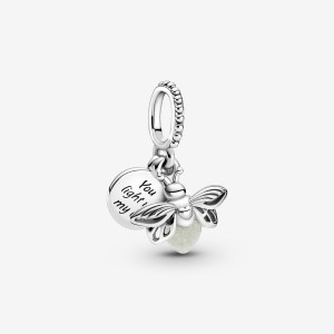 Pandora Glow-in-the-dark Firefly Dangle Charm mit Anhänger Silber | KWNZTPU-13