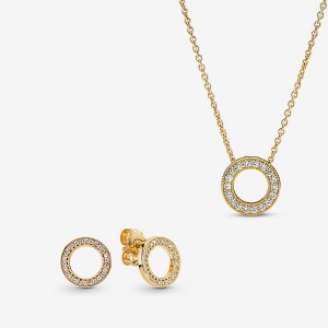 Pandora Halsketten- Und Ohrring-sets Gold | LNIFPRA-64