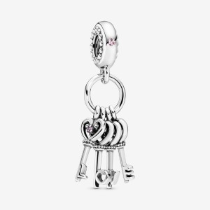 Pandora Keys of Love Dangle Charm mit Anhänger Silber | TWUPDQG-54