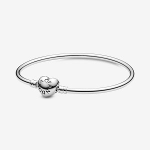 Pandora Moments Heart Clasp Bangle Charm Holders Silber | JOEHZWR-70