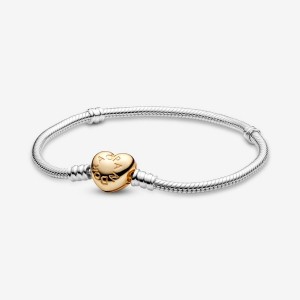 Pandora Moments Heart Clasp Snake Charm Two-tone | IPJEHWU-67