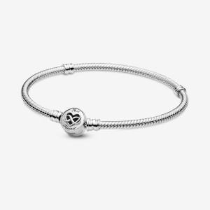 Pandora Moments Heart Infinity Clasp Snake Charm Holders Silber | FVKPUYB-53