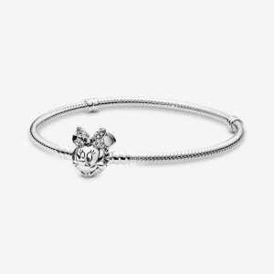 Pandora Moments Pavé Minnie Mouse Clasp Snake Charm Holders Silber | TGDHIVW-62