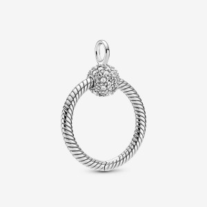 Pandora Moments Small Pavé O Charm Holders Silber | IWFTUSO-42