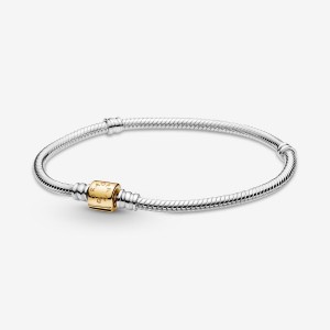 Pandora Moments Two-tone Barrel Clasp Snake Kette Two-tone | OKHTAWV-41