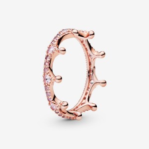 Pandora Pink Sparkling Crown Stapelbar Rosa Gold | UKZ-309812