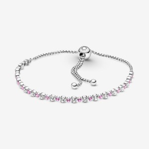 Pandora Pink & Clear Sparkle Slider Gleiten Silber | PMVUITX-09