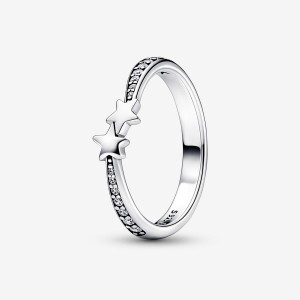 Pandora Shooting Stars Sparkling Stapelbar Silber | KHW-738104