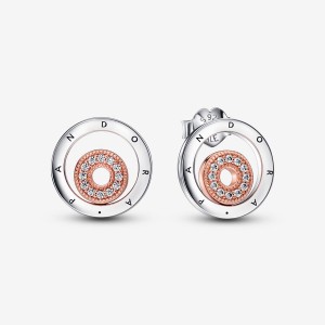 Pandora Signature Two-tone Logo Circless Ohrstecker Two-tone | SUQHBFE-52