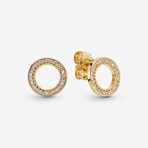 Pandora Sparkling Circles Ohrstecker Gold | TSMZOFA-46