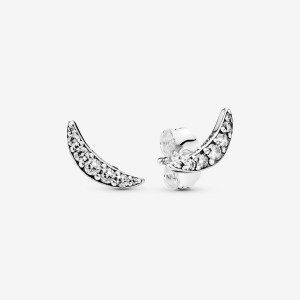 Pandora Sparkling Crescent Moon Ohrstecker Silber | IEODLMQ-08