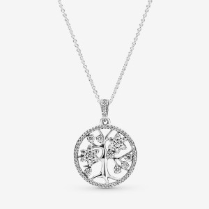 Pandora Sparkling Family Tree Halsketten Silber | EHTFQSR-04