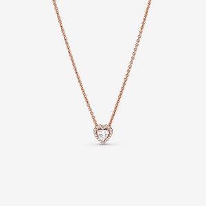 Pandora Sparkling Heart Collier Kette mit Anhänger Rosa Gold | NDMYFLK-80