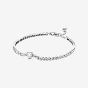 Pandora Sparkling Heart Tennis Kette Silber | HAEPGFC-52