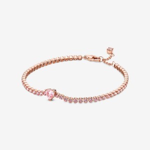 Pandora Sparkling Heart Tennis Nicht-charme Rosa Gold | YVZMWXL-96