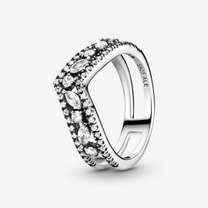 Pandora Sparkling Marquise Double Wishbone Aussage Silber | MTR-013752