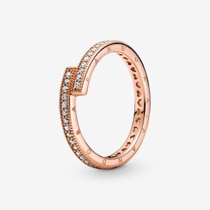 Pandora Sparkling Overlapping Stapelbar Rosa Gold | TQH-058623