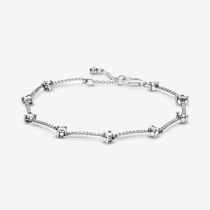 Pandora Sparkling Pavé Bars Nicht-charme Silber | WIGYPVC-02