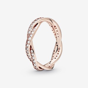 Pandora Sparkling Twisted Lines Band Rosa Gold | CYIGKSV-46