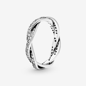 Pandora Sparkling Twisted Lines Band Silber | QVBNPDL-53