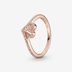 Pandora Sparkling Wishbone Herz Rosa Gold | IWXLRUN-02