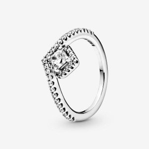 Pandora Square Sparkle Wishbone Aussage Silber | AKD-725403