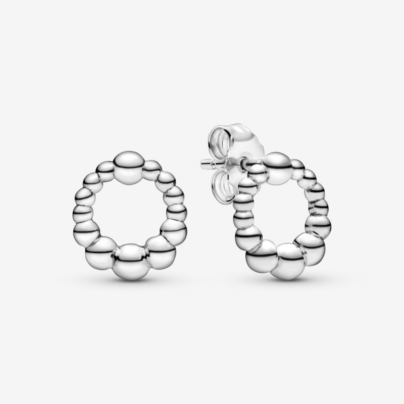 Pandora Beaded Circles Ohrstecker Silber | ZYUBNPS-78