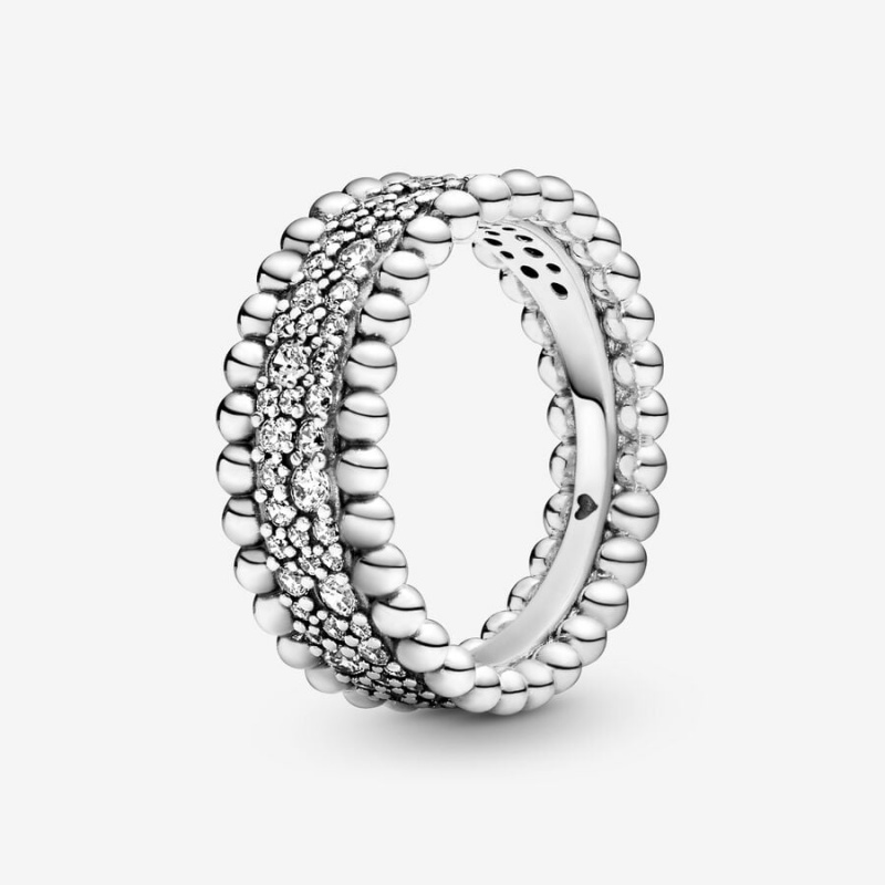 Pandora Beaded Pavé Band Silber | PGBOZNH-43