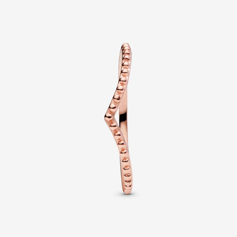 Pandora Beaded Wishbone Stapelbar Rosa Gold | HMZ-791206