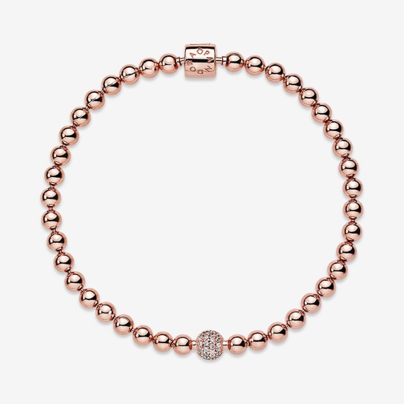 Pandora Beads & Pavé Nicht-charme Rosa Gold | KEOCQUB-21