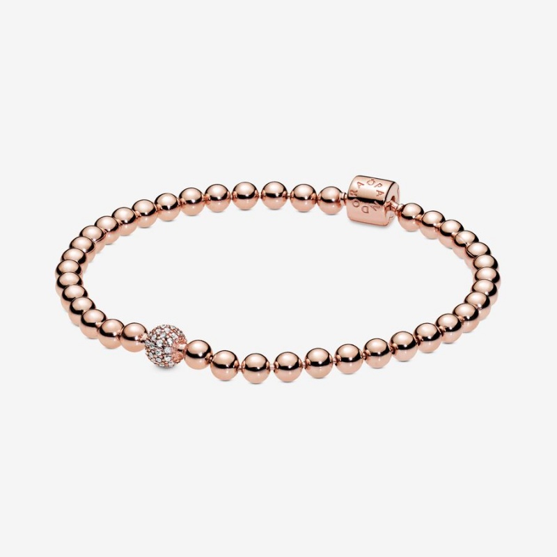 Pandora Beads & Pavé Nicht-charme Rosa Gold | KEOCQUB-21