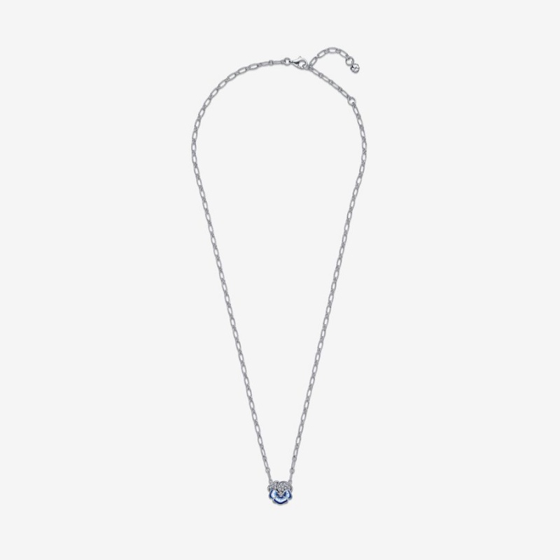 Pandora Blue Pansy Flower Kette mit Anhänger Silber | NPMDLYC-71