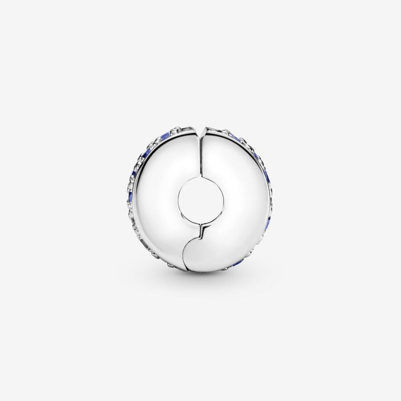 Pandora Blue Pavé Clip Klammern Silber | MNOHUGS-07