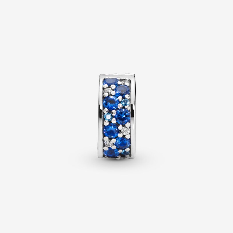 Pandora Blue Pavé Clip Klammern Silber | MNOHUGS-07