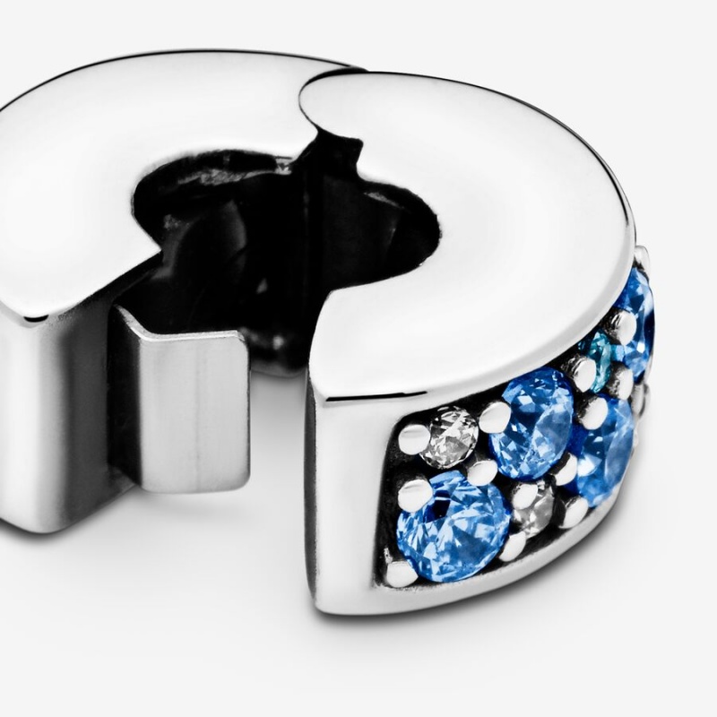 Pandora Blue Pavé Clip Klammern Silber | MNOHUGS-07