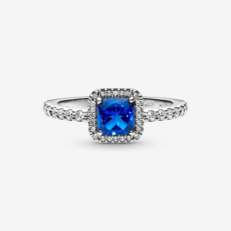 Pandora Blue Square Solitär Silber | IOBWFPA-80