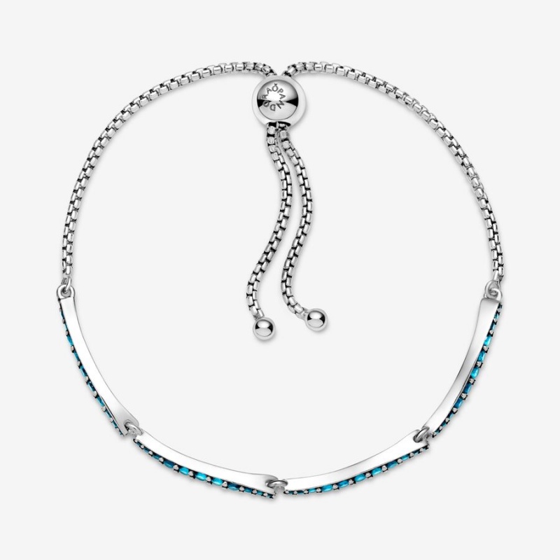 Pandora Blue Wavy Slider Nicht-charme Silber | YEMAGTW-40