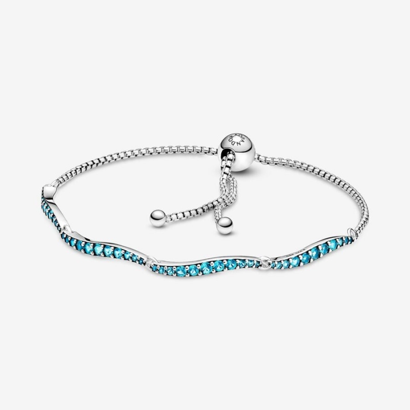 Pandora Blue Wavy Slider Nicht-charme Silber | YEMAGTW-40