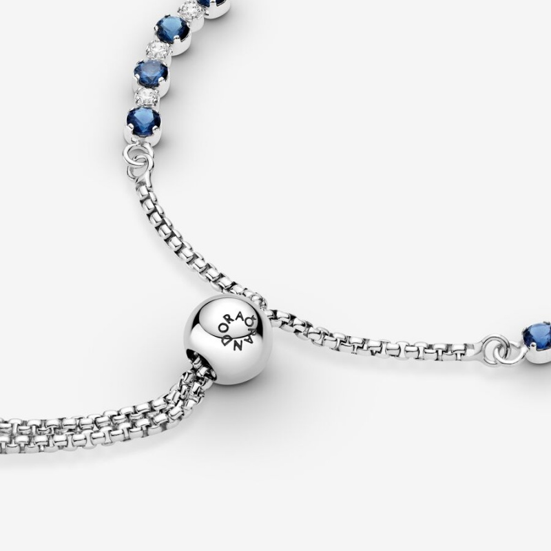 Pandora Blue and Clear Sparkle Slider Gleiten Silber | CRGWBPA-19