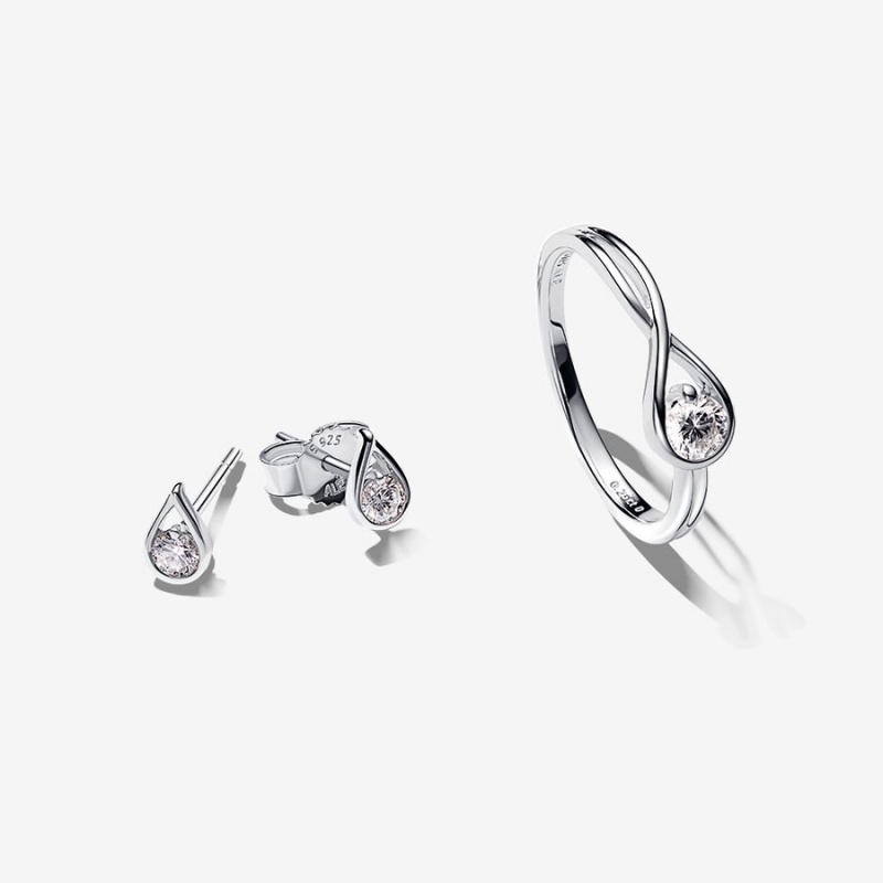 Pandora Brilliance 0.50 ct tw Double Lab-created Diamond Styled Sets Silber | DEWJVPT-18