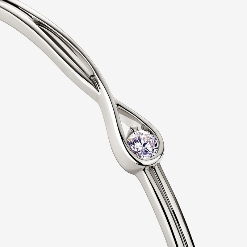 Pandora Brilliance Lab-created 0.25 ct tw Diamond Bangle Armreifen Weiß Gold | LXMPDRW-48