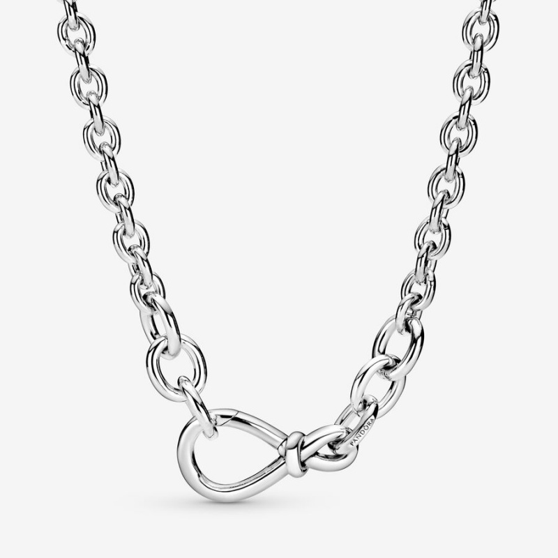 Pandora Chunky Infinity Knot Kette mit Anhänger Silber | SALPVTG-25