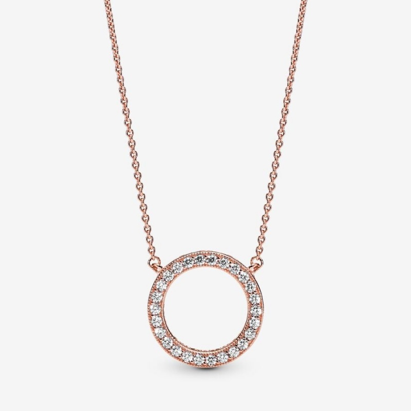 Pandora Circle of Sparkle Halsketten Rosa Gold | JMVZESX-89