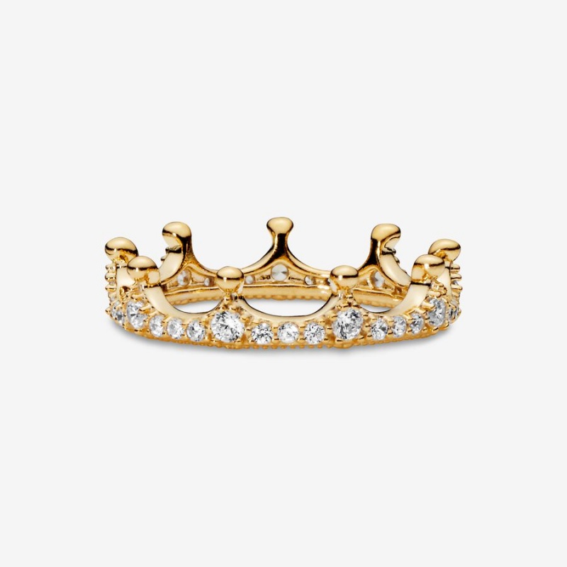 Pandora Clear Sparkling Crown Stapelbar Gold | ONC-691052