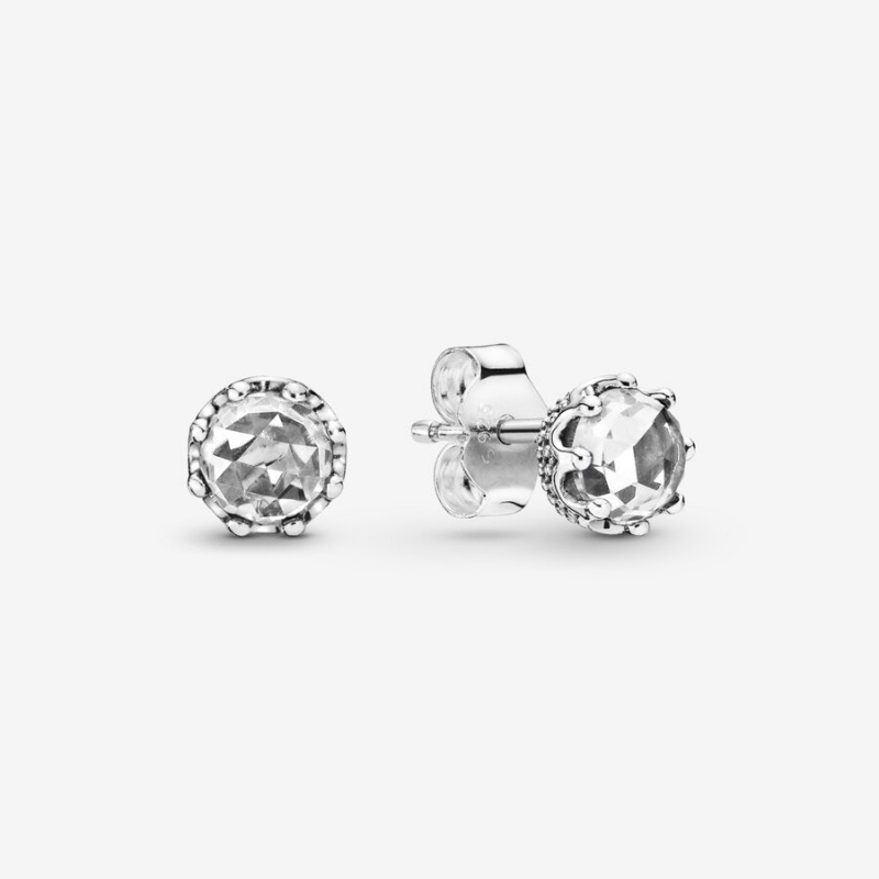 Pandora Clear Sparkling Crowns Ohrstecker Silber | PHJZUBG-75